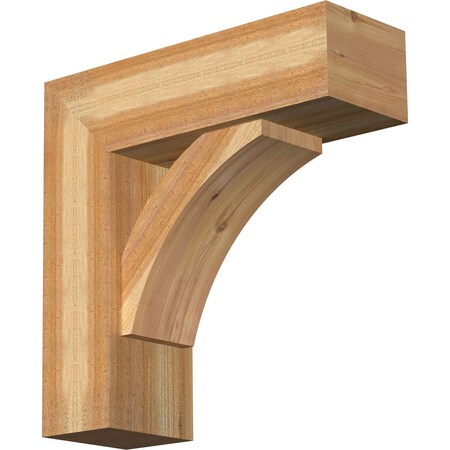 Ekena Millwork Thorton Block Rough Sawn Bracket w/ Offset Brace, Western Red Cedar, 8"W x 24"D x 24"H BKT0806X24X24THR05RWR